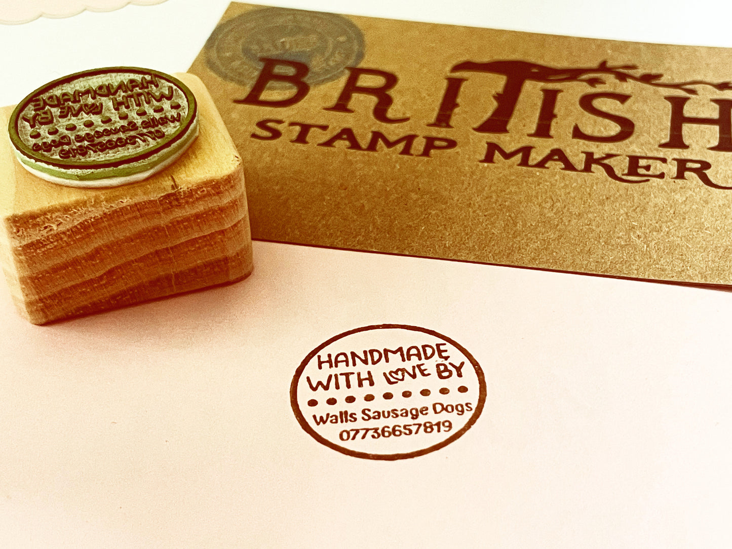 Personalised hand made with love stamp