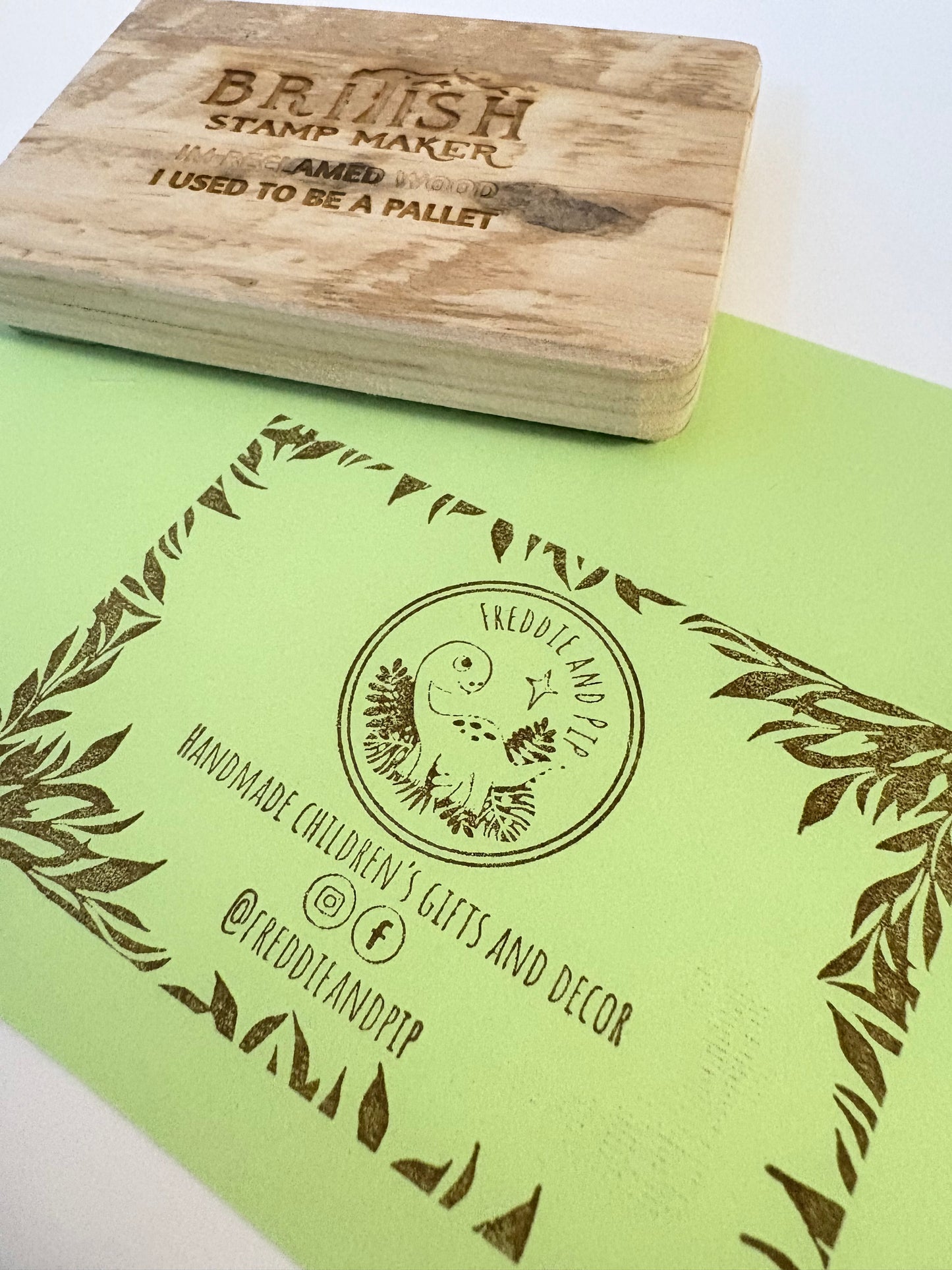 Leaf Border Business Card Rubber Stamp