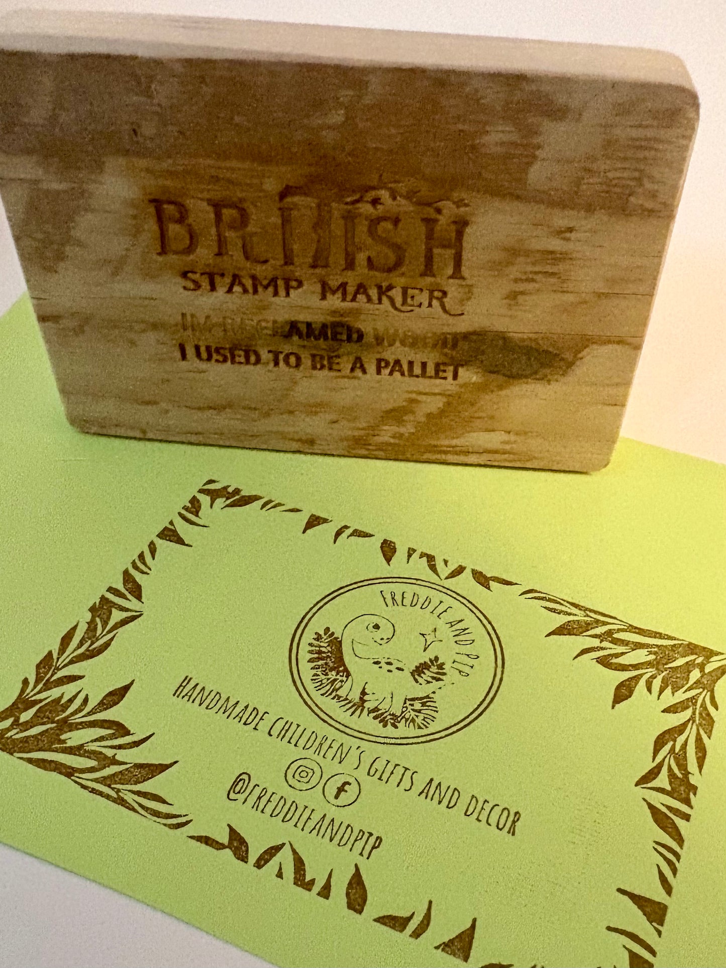 Leaf Border Business Card Rubber Stamp
