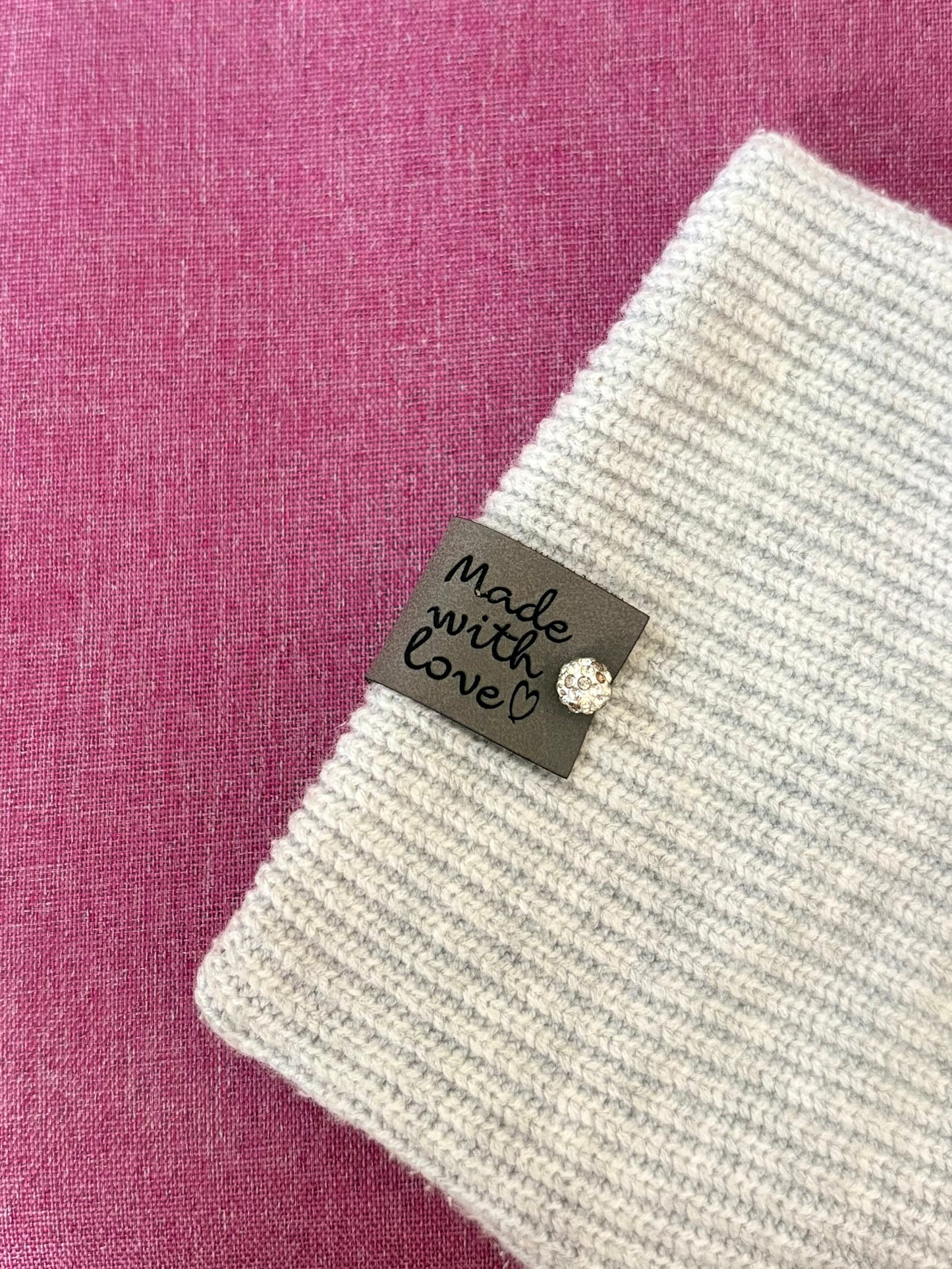 Custom Faux Leather Tags Grey
