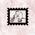 Chicken Writing Letters Stamp