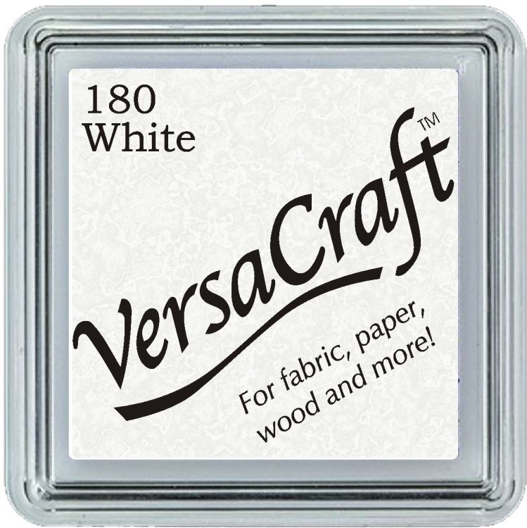 White versacraft ink pad for fabric, paper wood and more.
