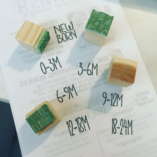 Set of stamps with dimensions labeled on a piece of paper, displayed on an Instagram post.