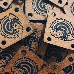 Faux leather square labels